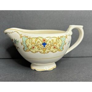 Canonsburg Pottery Co Keystone Creamer Handled Floral Green Yellow Scroll CAN4